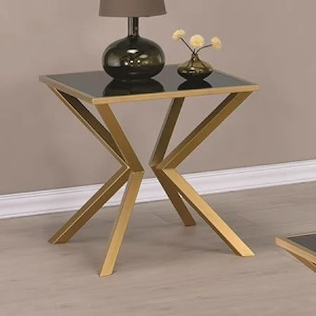 Black and Brass Angled End Table