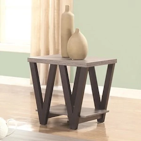 Two-Tone Angled Leg End Table