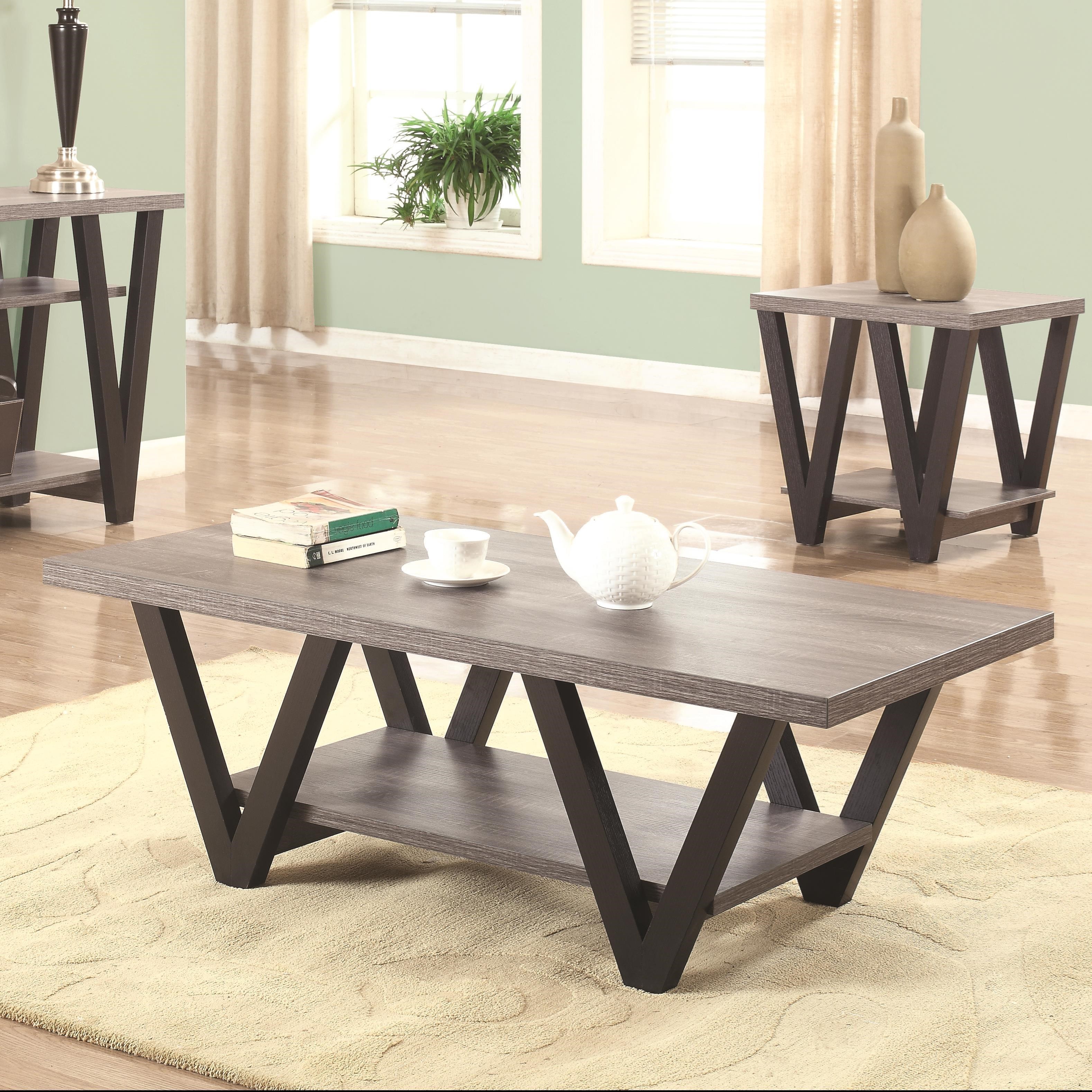 Coaster 70539 705398 Two Tone Angled Leg Coffee Table Value City