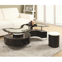 CAPPUCCINO S SHAPED COFFEE TABLE, | WITH 2 STOOLS