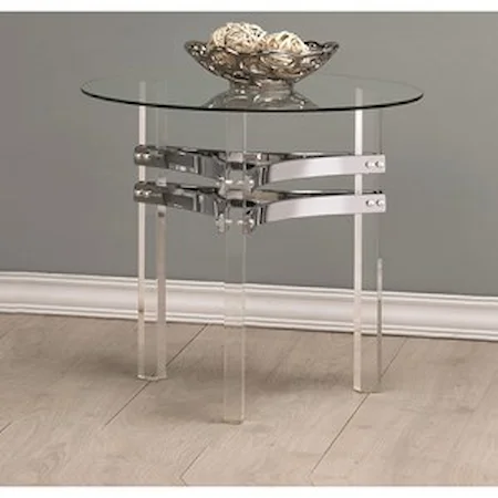 Contemporary Glass End Table with Chrome Base