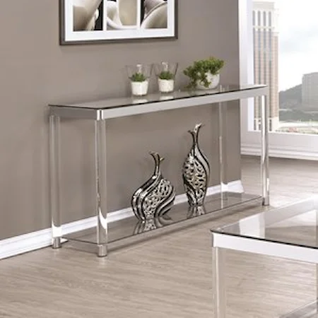 Contemporary Glass Top Sofa Table with Acrylic Legs