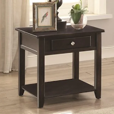 Square End Table with Drawer and Shelf