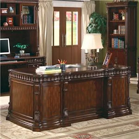 Double Pedestal Desk with Leather Insert Top