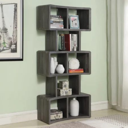 Contemporary Bookcase with Curved Design and 8 Shelves
