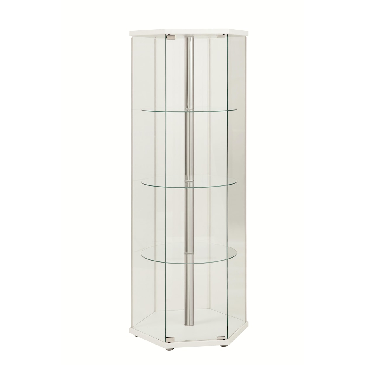 Coaster Accent Cabinets WHITE HEXAGON CURIO CABINET |