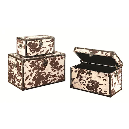 3PC Cowhide Storage Trunk Set