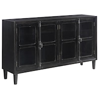 Black Accent Cabinet with Glass Doors