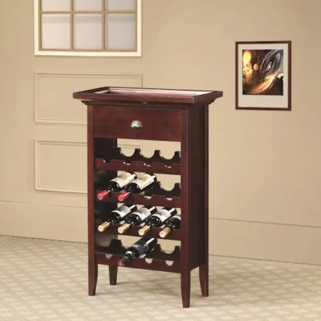 16 Bottle Wine Rack with Serving Tray Top