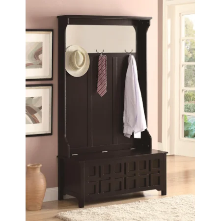 Casual Hall Tree with Grid-Pattern Detailing