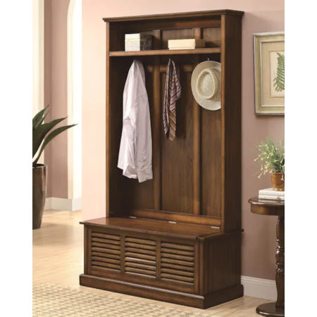 Casual Hall Tree with Shutter-Style Front