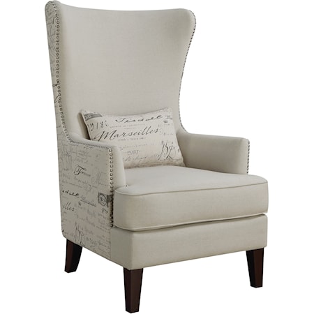 Winged Accent Chair with Script Back