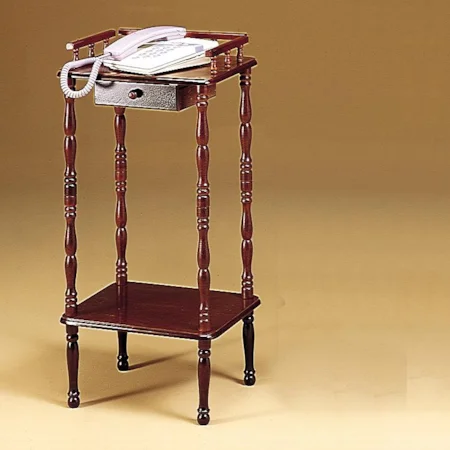 Cherry Telephone Stand With Drawer and Shelf