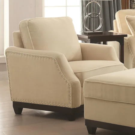 Transitional Chair with Nail Head Trim & Track Arms