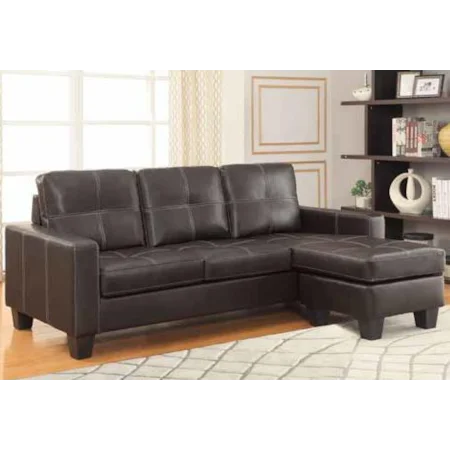 Leather Upholstered Sectional with Chaise