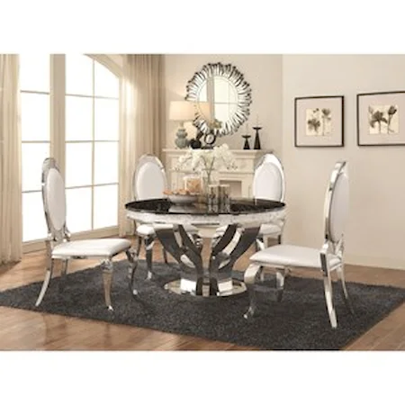 Faux Marble Dining Table with Chrome Stainless Steel Base