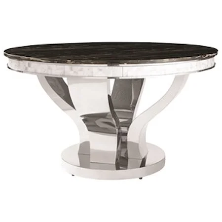 Faux Marble Dining Table with Chrome Stainless Steel Base