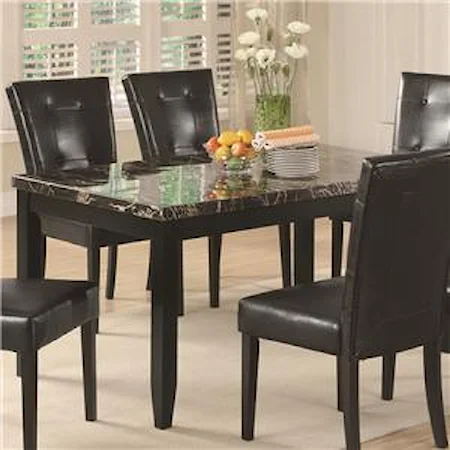 Dining Table with Black Faux Stone Top