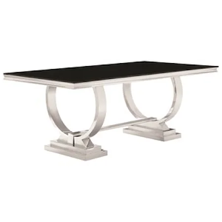 Stainless Steel Dining Table with Glass Top