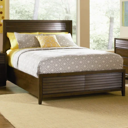 Eastern King Platform Bed with Slat Detail and Footboard Storage