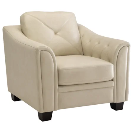 Upholstered Chair with Swooping Tufted Arms