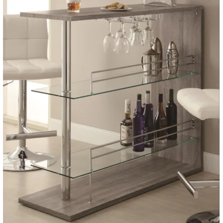 Rectangular Bar Unit with 2 Shelves and Wine Holder