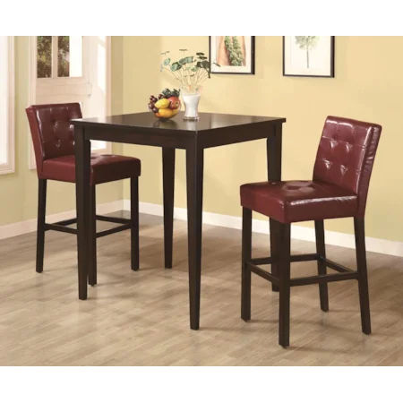 Square Pub Table with Two Bar Stools