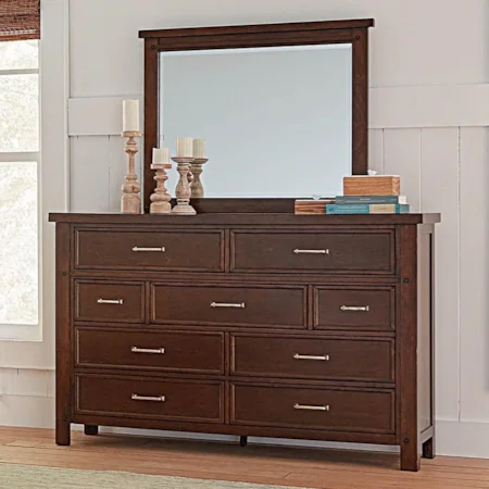 Transitional Dresser and Mirror Set