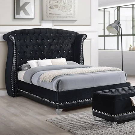 Glamorous Upholstered King Bed