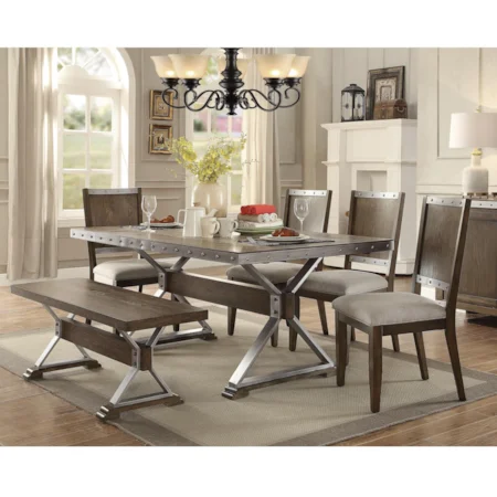 Rustic Table and Chair Set with Bench