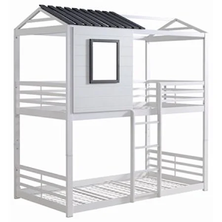 White/Gray House Twin/Twin Bunk Bed