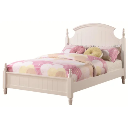 Cottage Style Full Bed with Crown Molding Headboard