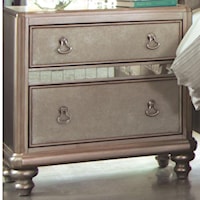 Nightstand with 2 Drawers and Stacked Bun Feet