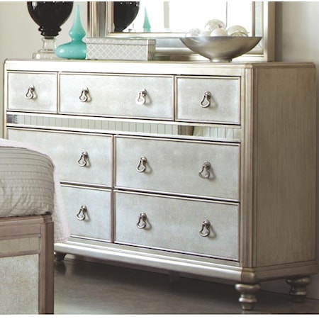 Dresser with 7 Drawers and Stacked Bun Feet