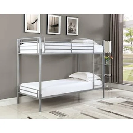 Contemporary Metal Twin Over Twin Bunk Bed
