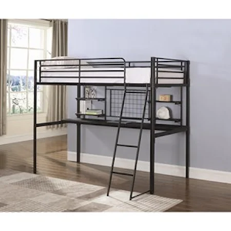 Contemporary Twin Loft Bunk Bed with Workstation