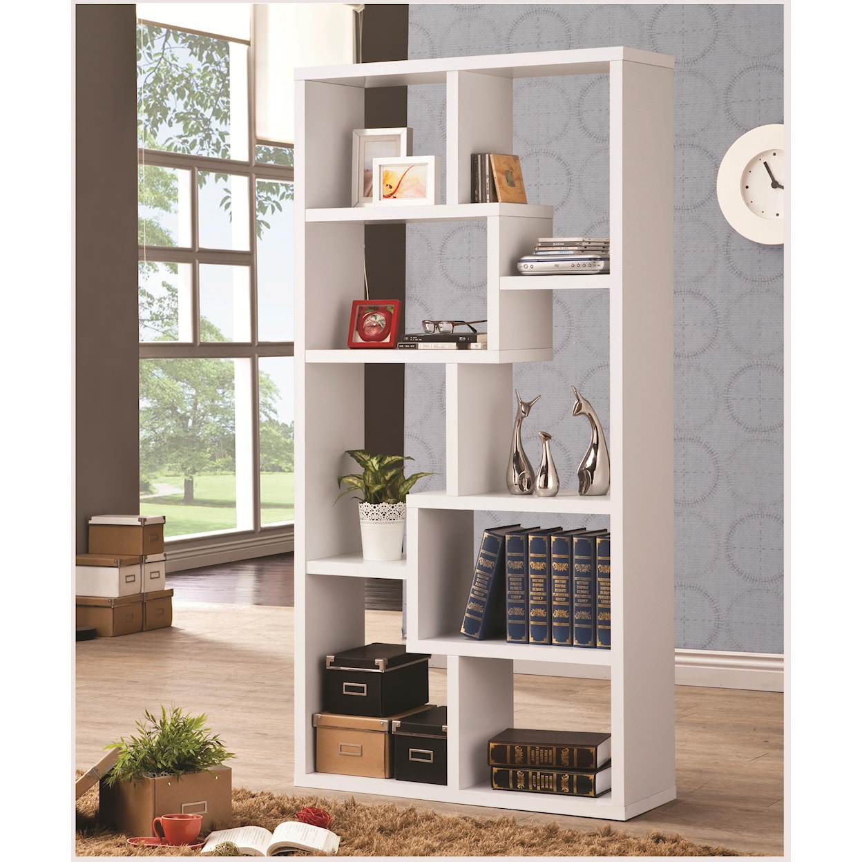 Coaster Bookcases VON WHITE 10 SHELF BOOKCASE |