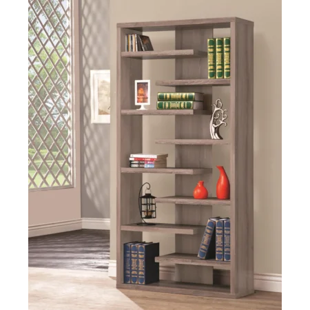 Interjecting Shelf Bookcase with Center Back Panel