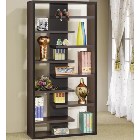 Interjecting Shelf Bookcase with Center Back Panel