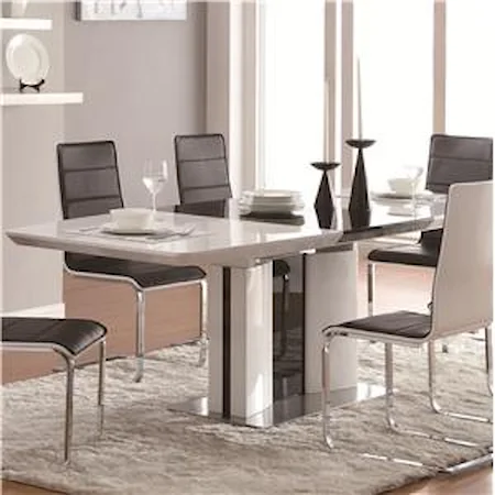 Contemporary White Rectangular Dining Table with Chrome Base