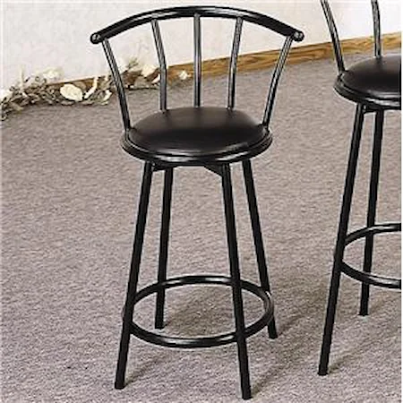 24" Metal Bar Stool with Faux Leather Swivel Seat