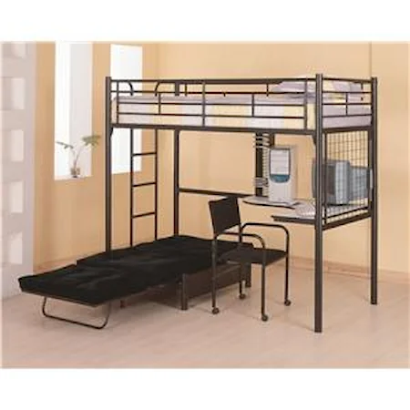 Twin Loft Bunk Bed with Futon Chair & Desk