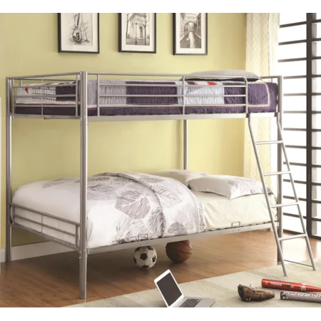 Silver-Colored Metal Full over Full Bunk Bed