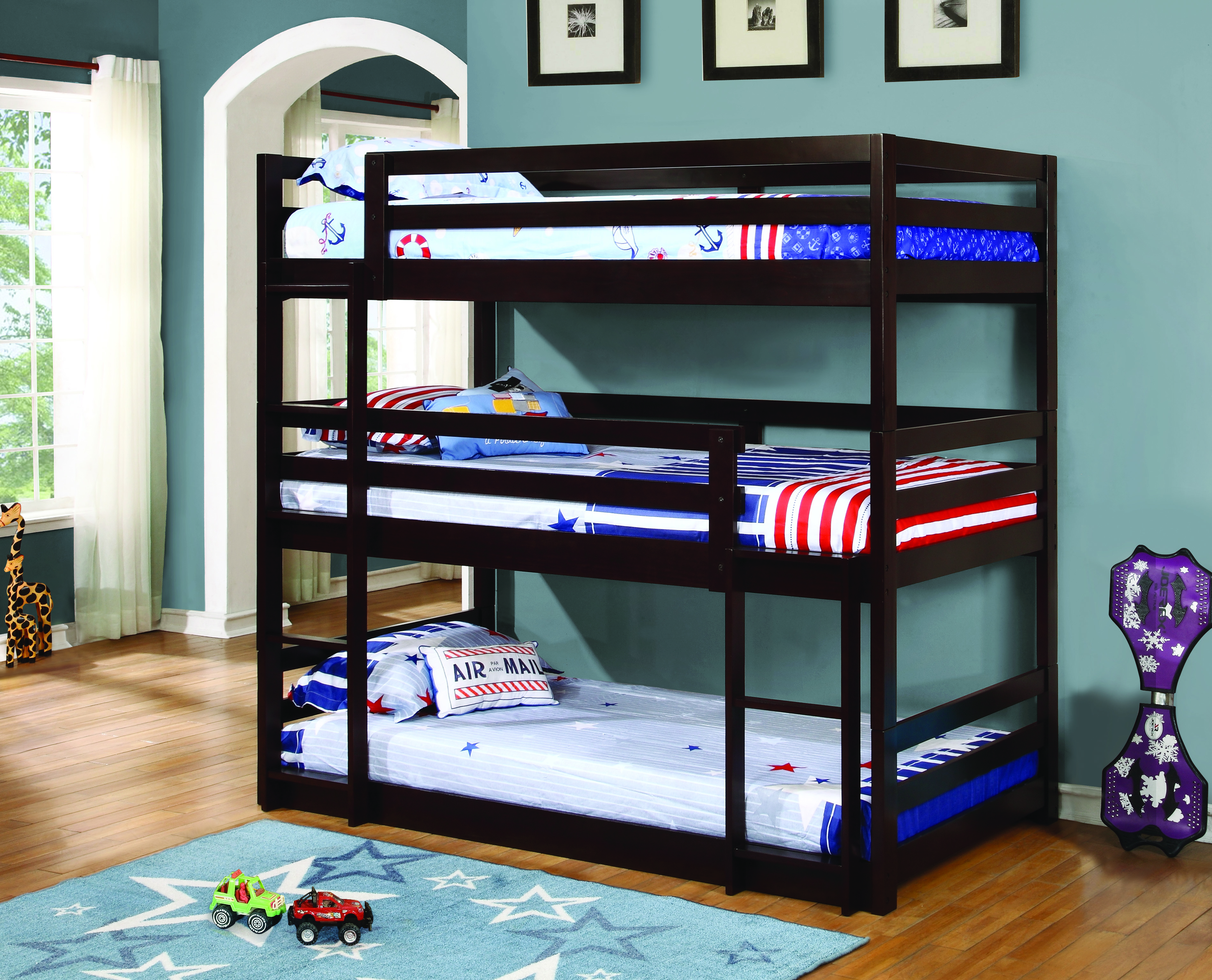 Coaster Bunks Twin Over Full Bunk Bed With Drawers And Attached Ladder