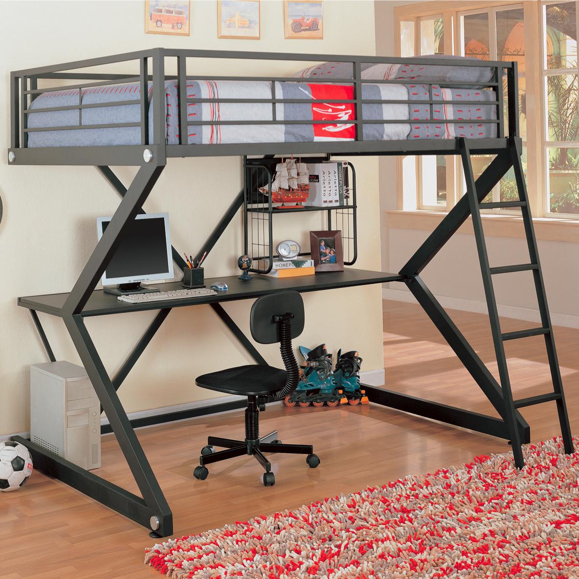 Full size loft bed with desk underneath cheap