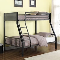 Metal Twin over Full Loft Bunk Bed with Loft