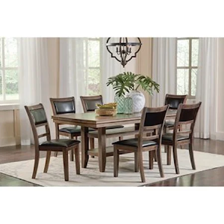 7 Piece Dining Table Set with 2 Open Shelves
