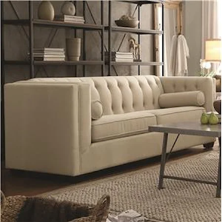 Stationary Sofa with Tufted Back and Lumbar Pillows