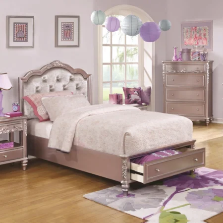Queen Size Storage Bed with Diamond Tufted Headboard