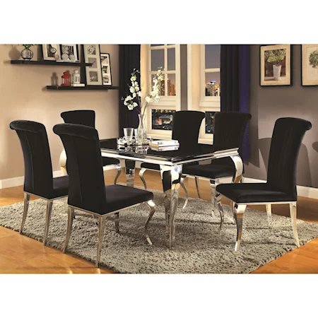 Contemporary Glam Dining Room Set with Upholstered Chairs